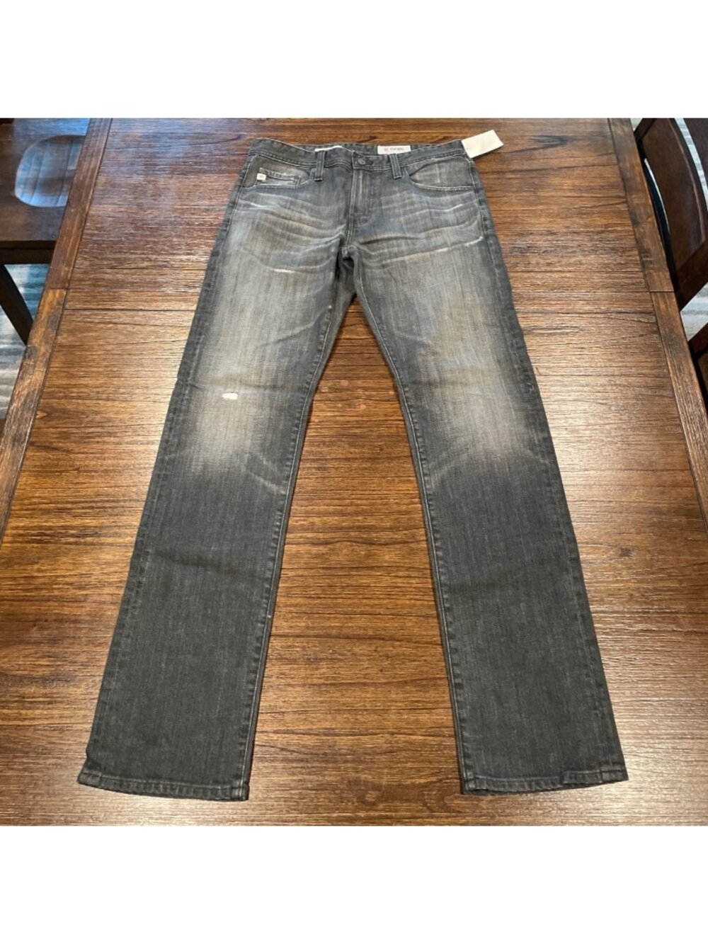AG Graduate Tailored Leg Jean 32x34 Gray Faded Distressed Ripped AG-ED Denim